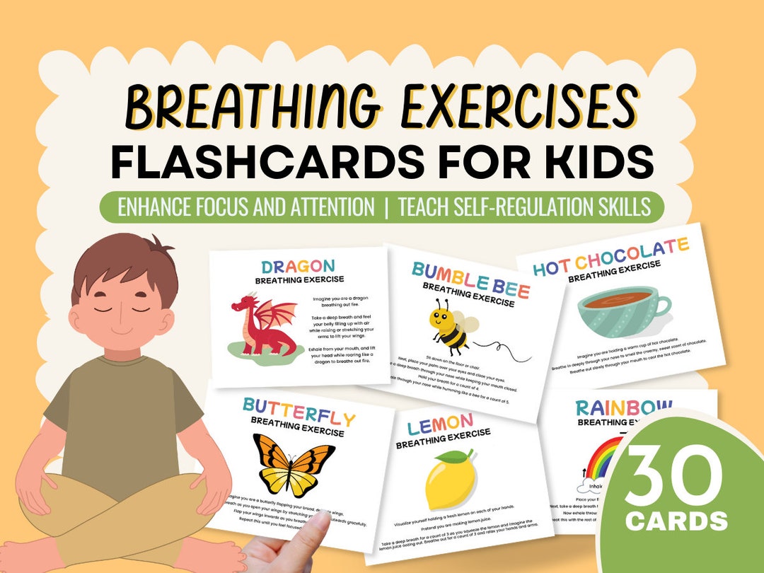 Breathing Exercise Cards Kids Mindfulness Coping Skills Flashcards ...