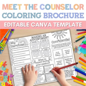 Meet The Counselor Template Editable School Counseling Brochure Back to School Roles Introduction Bulletin Board Posters Decor Signs Student