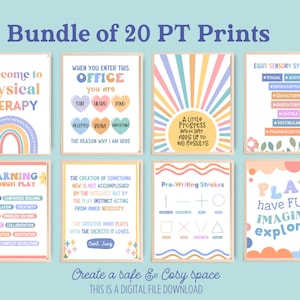 20 Physical Therapy Poster Office Decor PT School Therapist Wall Art Bulletin Gift Room Board Printable Door Signs Desk Gifts Graduation