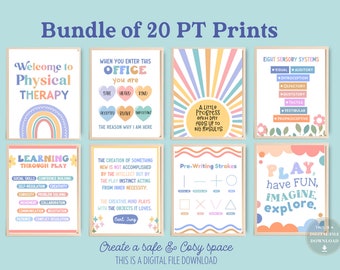 20 Physical Therapy Poster Office Decor PT School Therapist Wall Art Bulletin Gift Room Board Printable Door Signs Desk Gifts Graduation
