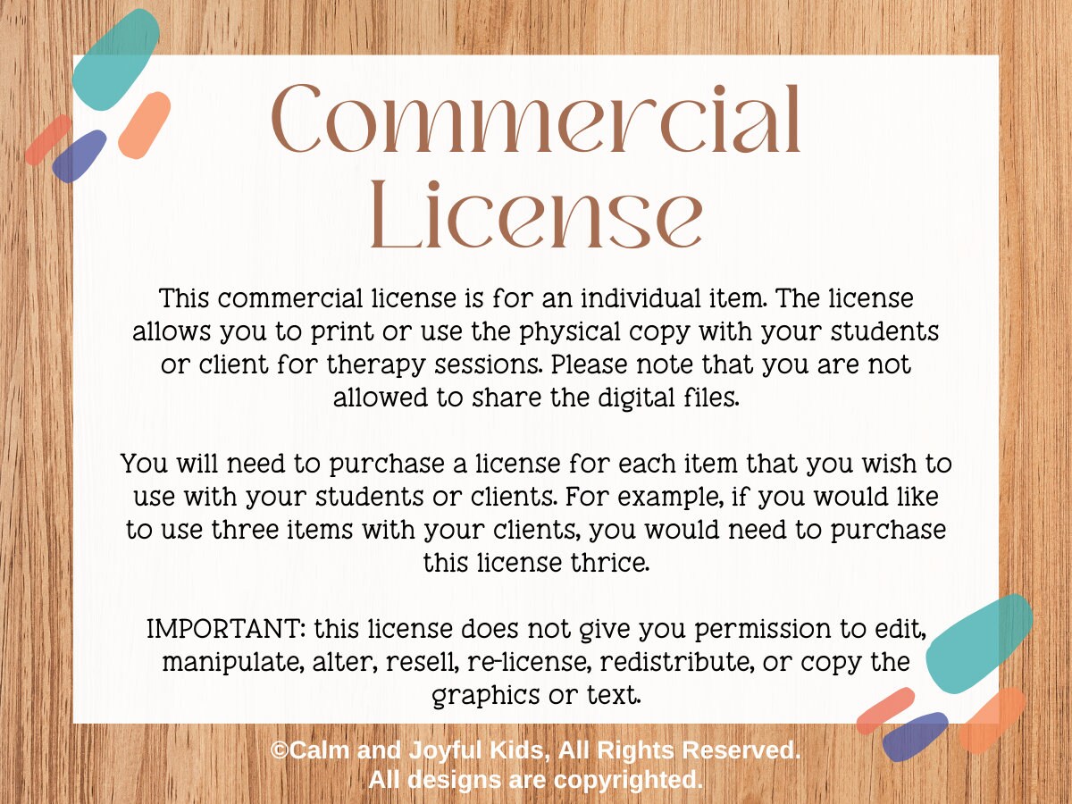 Commercial License for Worksheet - Etsy