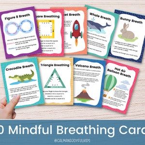 Breathing Cards Calm Down Corner Printable Counselor Posters Decor Psychologist Prints Art Classroom Sign Calming Kit Preschool Exercises