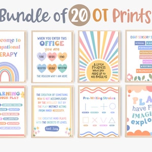 20 Occupational Therapy Printables Sign bulletin board art occupational therapist OT posters room office decor gifts prints decoration set