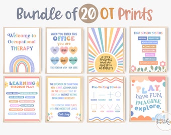 20 Occupational Therapy Printables Sign bulletin board art occupational therapist OT posters room office decor gifts prints decoration set