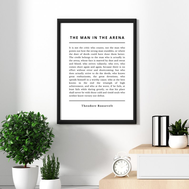 The Man in the Arena Quote Print Poster Printable Teddy - Etsy