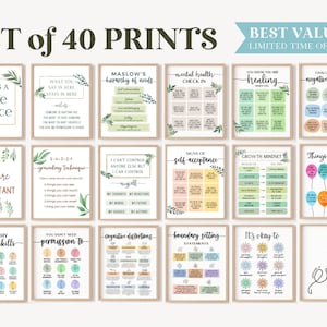 40 Therapy Office Decor Bundle Counseling Posters Psychotherapy Art Sign Psychology Quote Desk Mindfulness Gifts School Social Worker Art