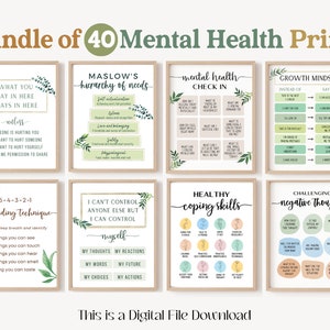 Therapy Decor Posters Tools Therapist Wall Art Counseling Office School Psychologist Prints Psychology Mental Health Printable Classroom