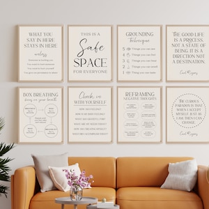 Bundle 8 Therapy Office Decor Therapist Poster Counseling Wall Art Counselor Print Social Worker Printable Minimalist Carl Rogers Quote Sign