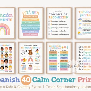 40 Spanish Therapy Poster Psychology Office Decor Counseling School Psychologist Wall Art SEL Mental Heath Social Work Counsellor Bundle