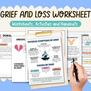 Grief and Loss Worksheets Teens Therapy Workbook Counseling Activities Coping kills Emotional Self regulation Therapist Tools Social Worker