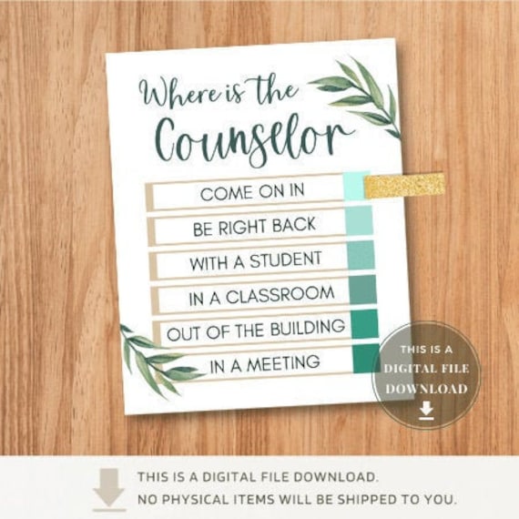 School Counselor Door Sign Counseling Office Print for Wall Etsy UK