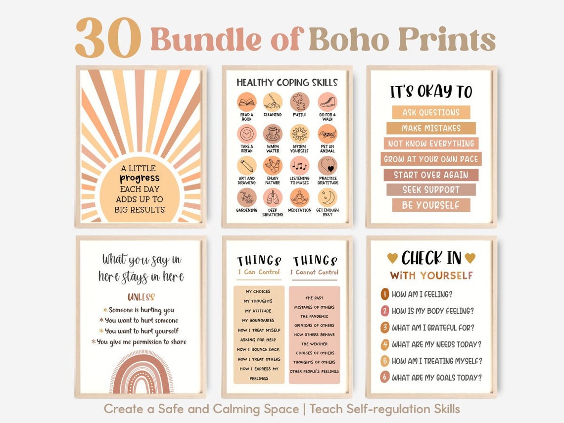 Boho 30 School Psychology Office Decor Poster Psych Prints Sigjns ...