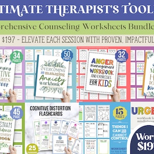 471 Counseling Worksheet Teen Bundle Therapy School Counselors Anxiety Anger Management Workbook Coping Skills Self esteem resources tools