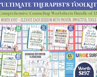 471 Counseling Worksheet Teen Bundle Therapy Workbook School Counselors Anxiety Self esteem Anger Management activities small group middle