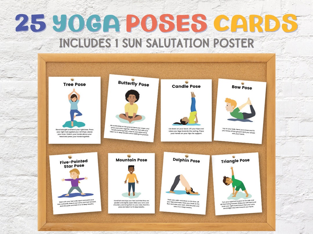 25 Yoga Poses Cards Social Emotional Learning Posters Bulletin Wall Art SEL  Board Prek Peace Calm Corner Classroom Middle School Elementary 