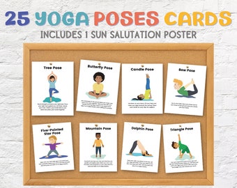 25 Yoga Poses Cards Social Emotional Learning Posters Bulletin Wall Art SEL Board Prek Peace Calm Corner Classroom Middle School Elementary