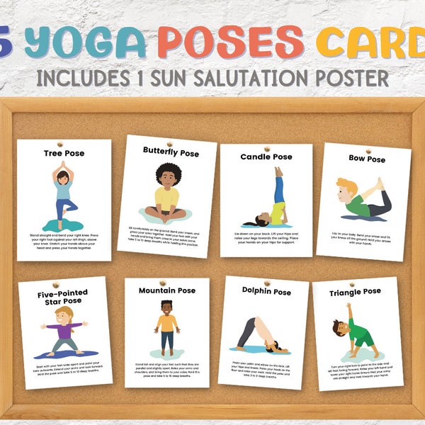 25 Yoga Poses Cards Social Emotional Learning Posters Bulletin Wall Art SEL Board Prek Peace Calm Corner Classroom Middle School Elementary