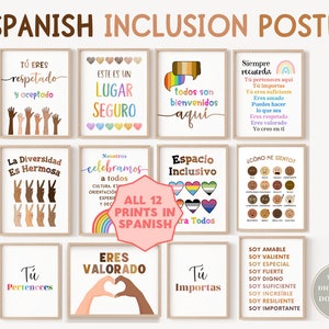 12 Spanish Diversity School Counselor Office Decor Psychology Posters Therapy Wall Art Psych Social Worker Inclusive Poster Signs Classroom image 1