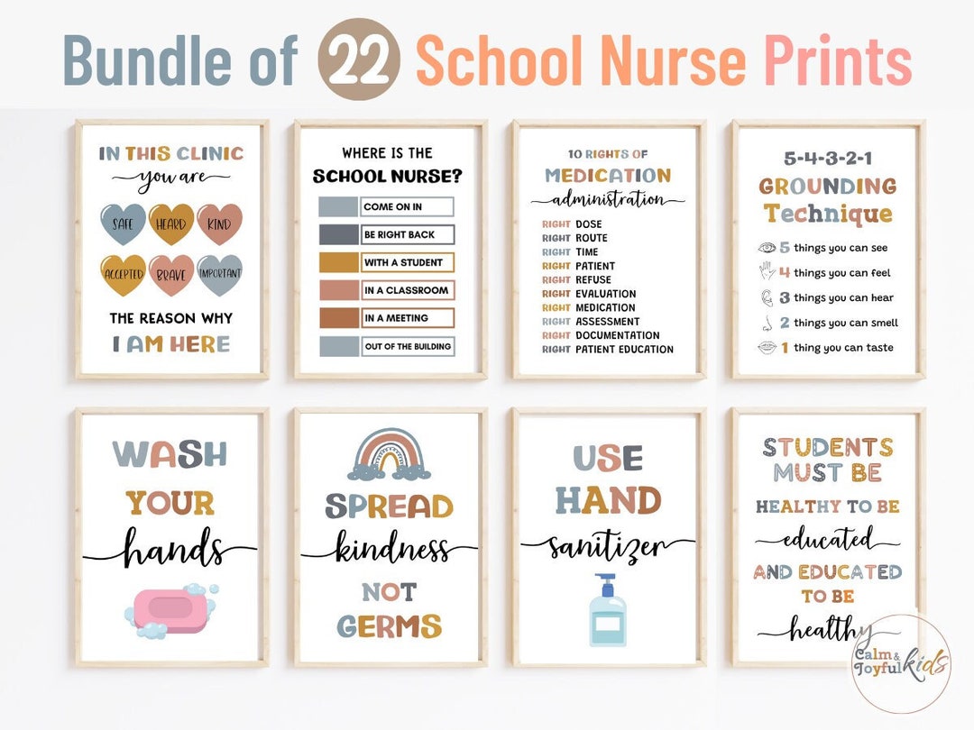 School Nurse Bulletin Board Poster Nurse Office Wall Art Ofiice Door Hanger Gift Clinic Nursing