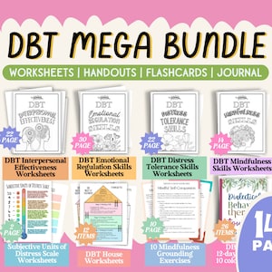 DBT MEGA BUNDLE Skills Workbook Therapy Worksheet Activities Counselling Tools Mental Health Resources Flashcards Teens Adults Handouts