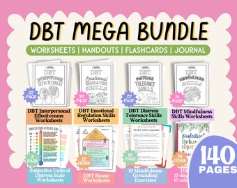 DBT MEGA BUNDLE Skills Workbook Therapy Worksheet Activities Counselling Tools Mental Health Resources Flashcards Teens Adults Handouts
