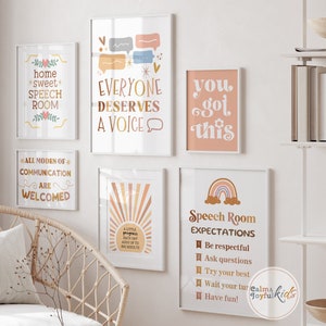 20 Speech Therapist Decor SLP Poster Therapy Office Room Prints Speech Language Pathologist Bulletin Board Wall Art Boho Bundle Printables