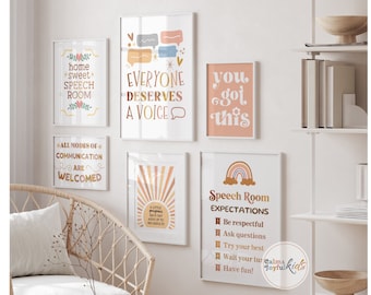 20 Speech Therapist Decor SLP Poster Therapy Office Room Prints Speech Language Pathologist Bulletin Board Wall Art Boho Bundle Printables