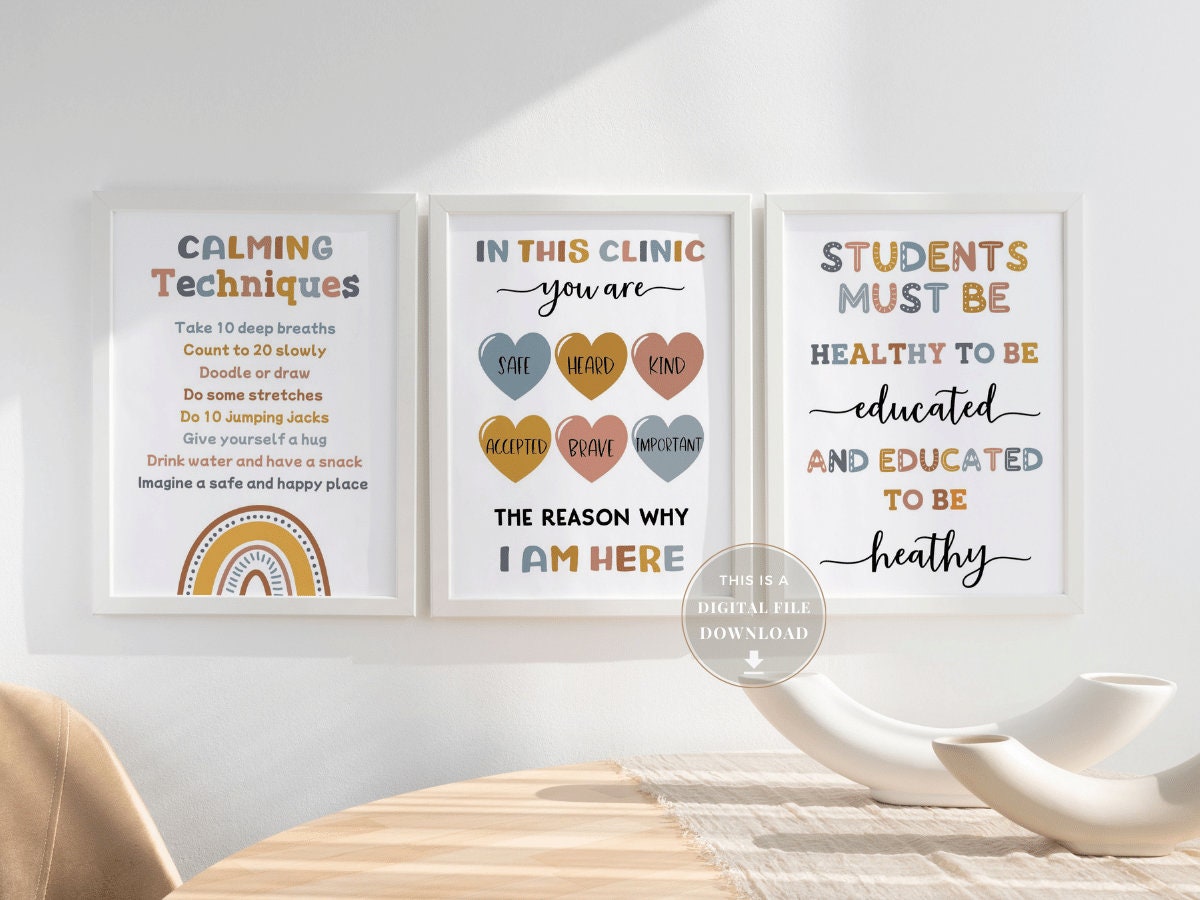 14 School Nurse Office Decor Posters Boho Health Clinic Wall Art ...