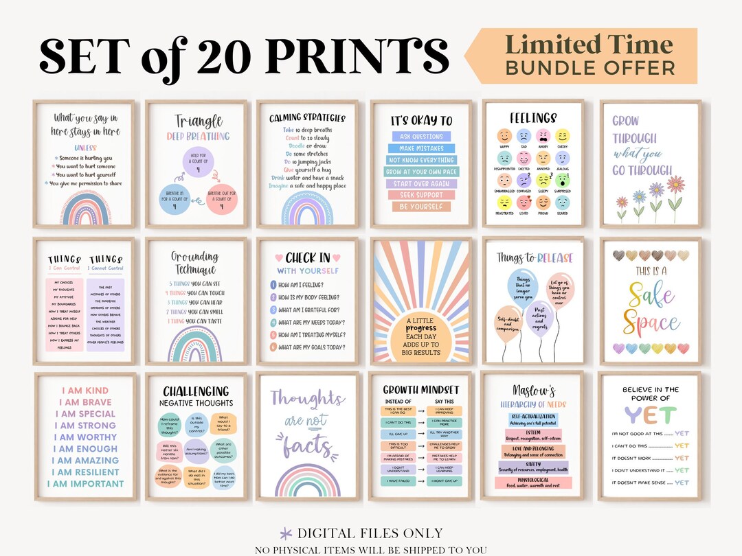 20 School Counseling Signs Posters Therapy Office Decor Counselor Wall ...