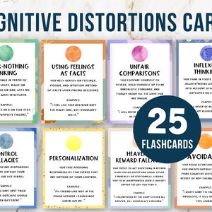 CBT Therapy Cheat Sheet, Cognitive Distortions, Therapist