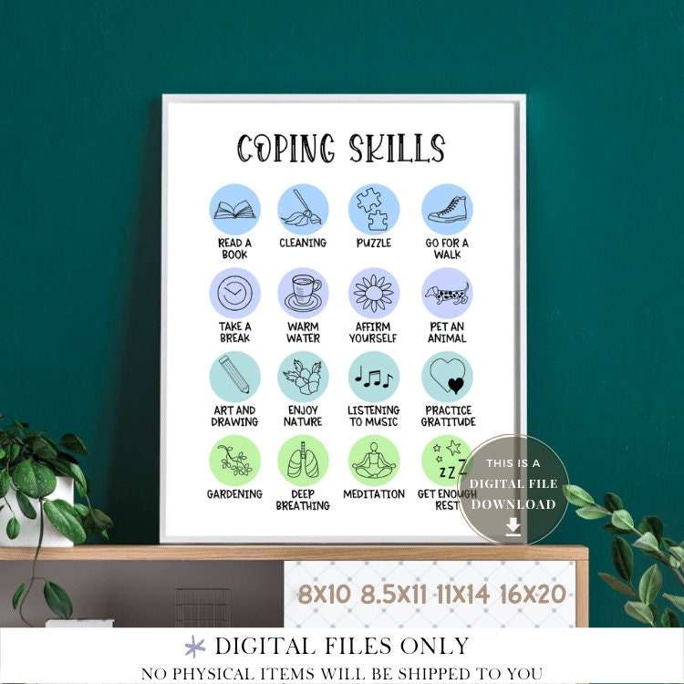 Coping Skills Print Counseling Office Decor Poster Therapy Posters ...