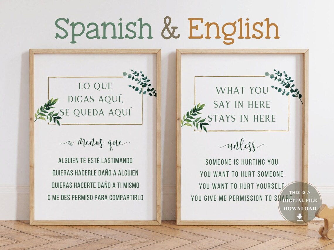 Spanish Confidentiality Sign Poster What You Say Here Stays in Etsy