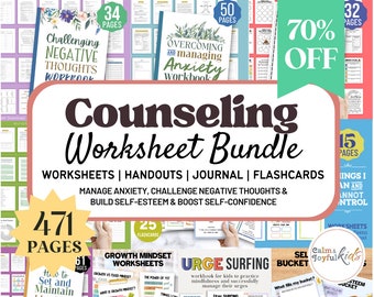 471 Anxiety Worksheet for Teens Workbook Self esteem Confidence Therapy Counseling Coping Skills Kids Mental Health Urge Surfing DBT CBT