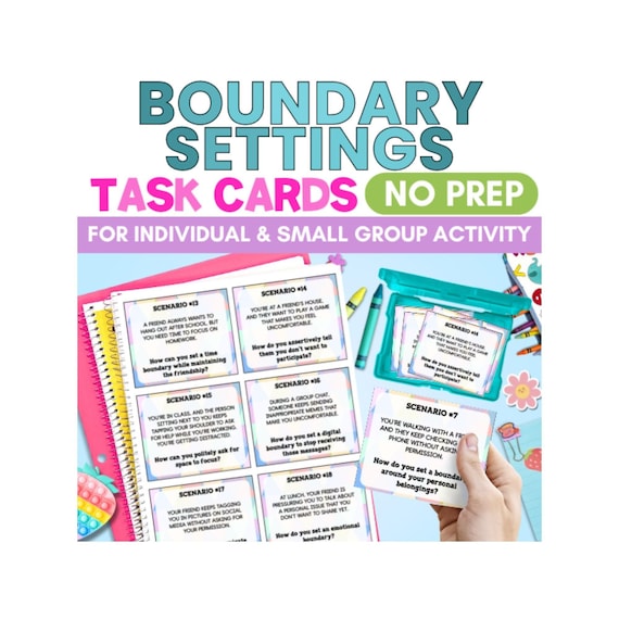 Setting Boundaries Task Cards Counseling Activities Worksheets School Counselor Personal Space Friendship Activity Social Group Social Work