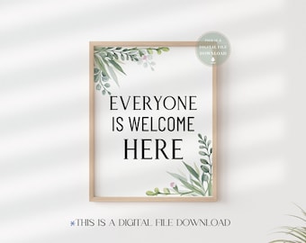 Everyone is Welcome Here Poster Sign School Counselor Office Decor Psychologist Wall Art Counseling Psych Printable Social Work Door Gifts