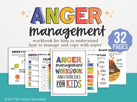Anger Worksheets Management for Kids Counselor Workbook Therapy Counseling Coping Skills Kids Mental Health Therapist Resources Handouts SEL