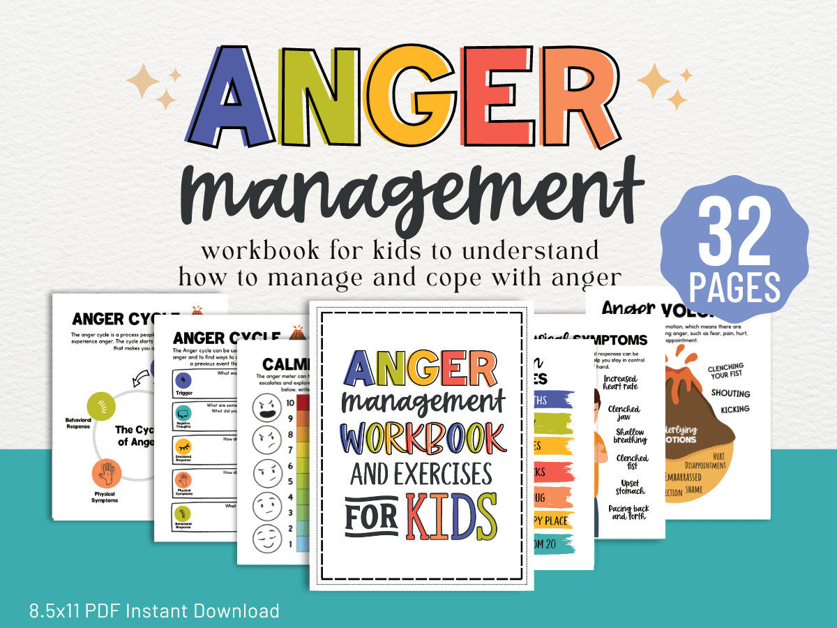 Anger Worksheets Management for Kids Counselor Workbook - Etsy