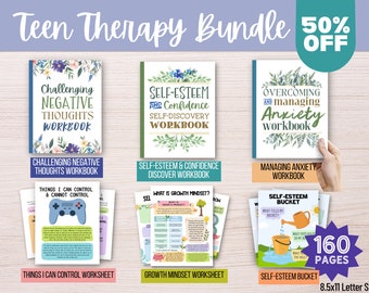 Bundle Anxiety Worksheet for Teens Therapy Handout Resources Counseling Coping Skills School Psychology Workbook Activities Social Worker