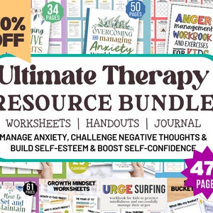471 Teen Therapy Workbook Anxiety Worksheet Negative Thoughts Boundaries Journal Cards Self Confidence Psychology Therapist Tools DBT School