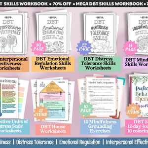 DBT Worksheet Bundle Tools Teens Skills Dialectical Behavior Therapy Counseling Trauma Therapist Teens Workbook Anxiety Resources DBT House