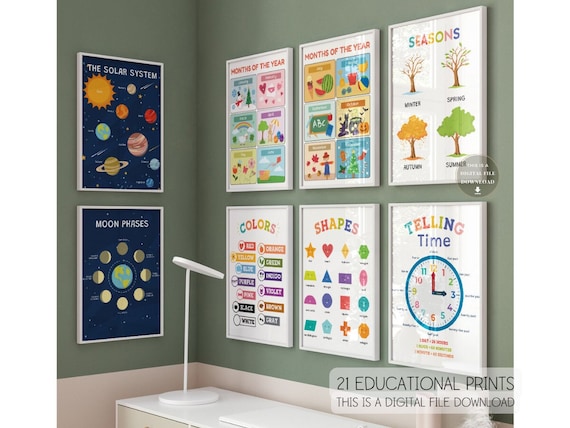 Solar System Printable Poster for Kids and Toddlers, Planets Wall Art for  Montessori Classroom, Nursery, Preschool and Kindergarten digital 
