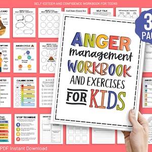 Anger Management for Kids Workbook Worksheets Calming Strategies Emotional Self regulation Coping Skills SEL Counseling Activities Therapist