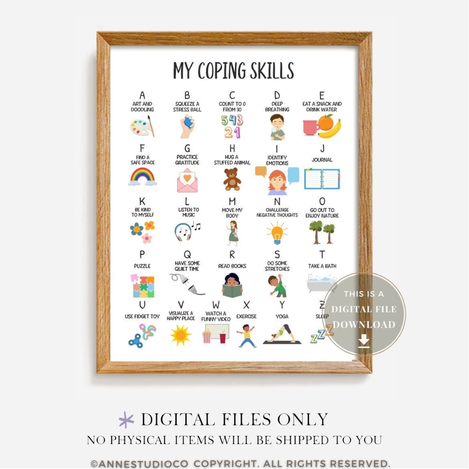 Coping Skills Poster Social Worker Office Decor School Counselor Wall ...