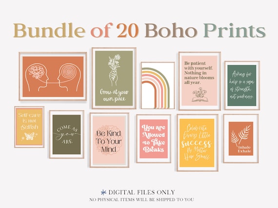20 Therapist Office Decor Signs Counseling Posters Therapy Wall Art School Psychologist Print Bundle Quotes Mental Health Door Gifts Set MSW