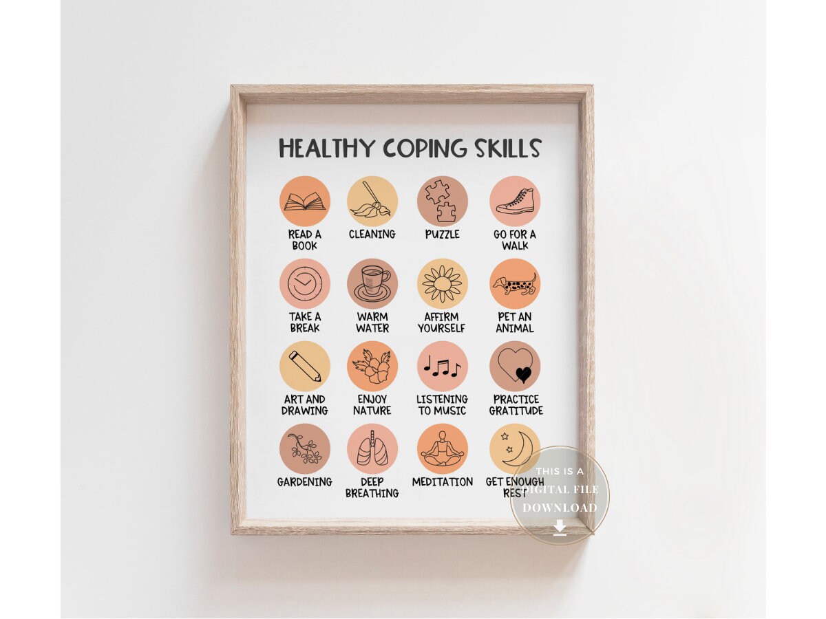 Healthy Coping Skills Poster Counselling Decor Psychology Office Art ...