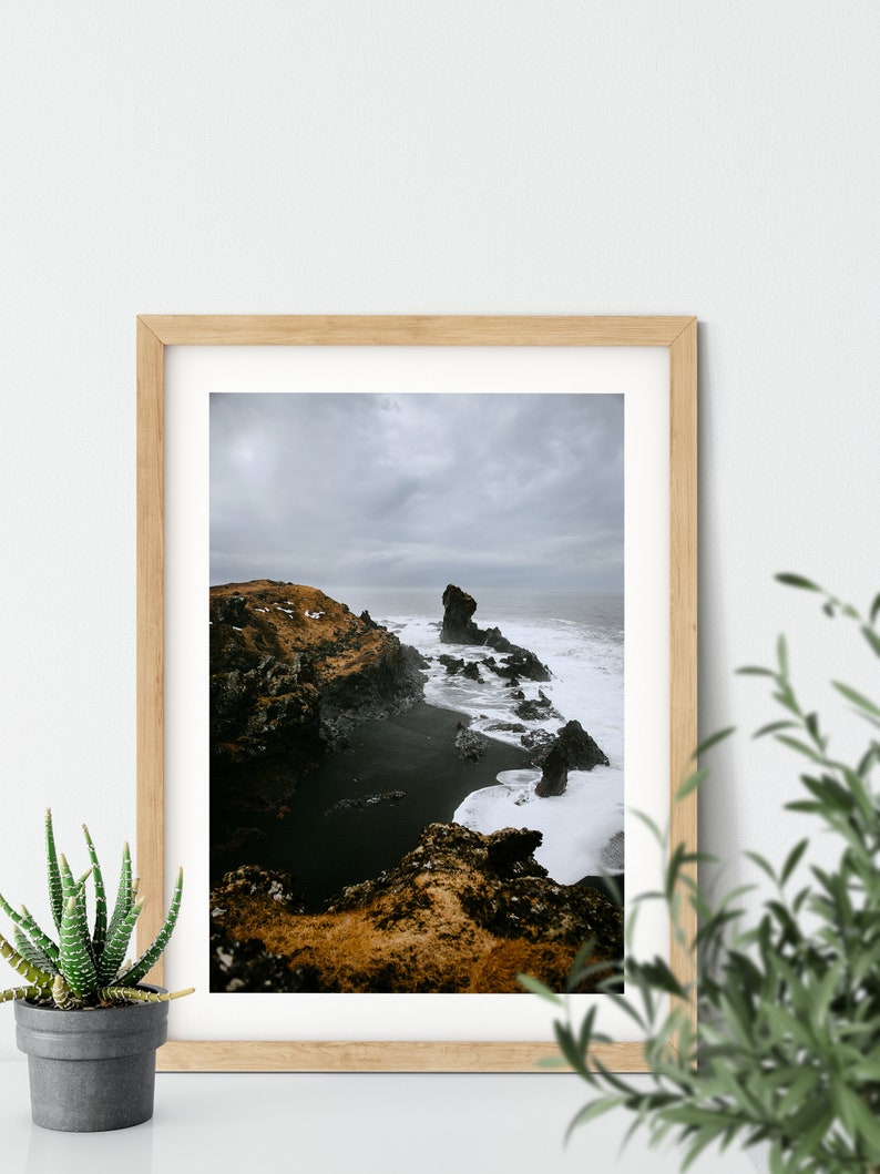 Black beach in Iceland poster, fine art print, canvas Djúpalónssandur image 4