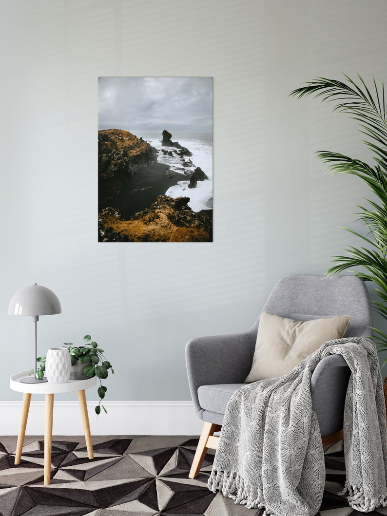 Black beach in Iceland poster, fine art print, canvas Djúpalónssandur image 5