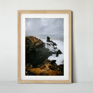 Black beach in Iceland poster, fine art print, canvas Djúpalónssandur image 1