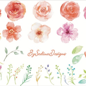 Water Color Flowers Etsy