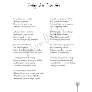 Today You Turn Five (Gedicht zum fünften Geburtstag)